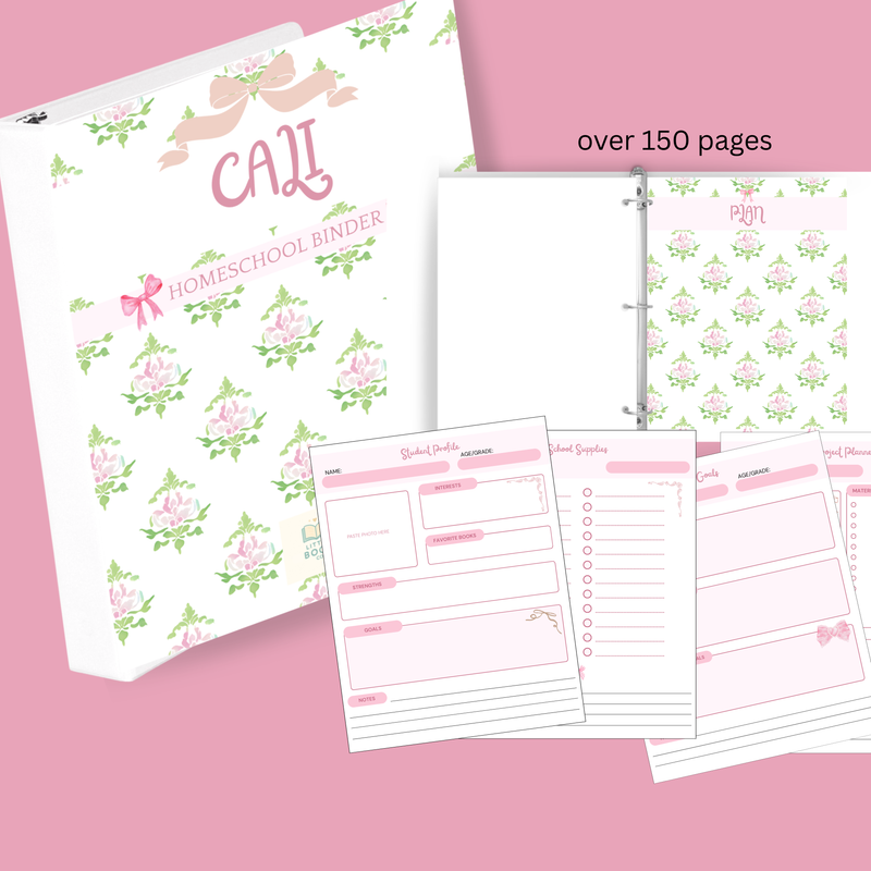 Homeschool Binder Personalized: Blooms & Bows Theme