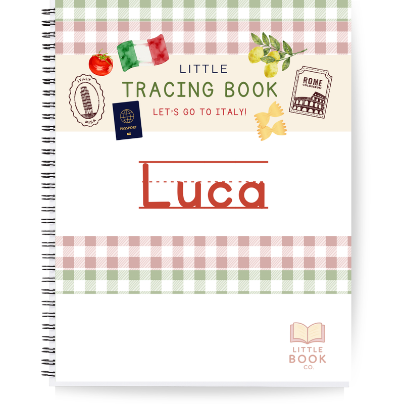 Personalized Italy Tracing Preschool Workbook